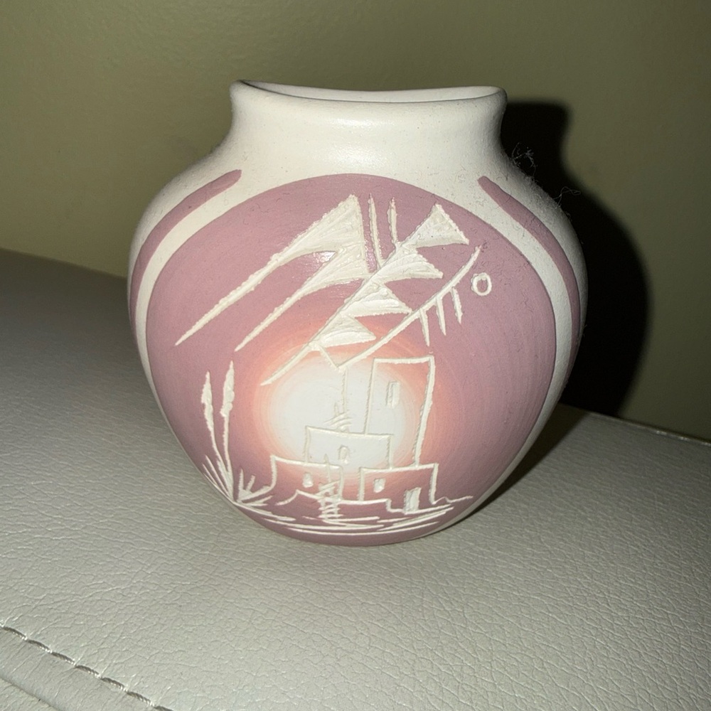 Pink and White Decorative Vase - Picture 1 of 9